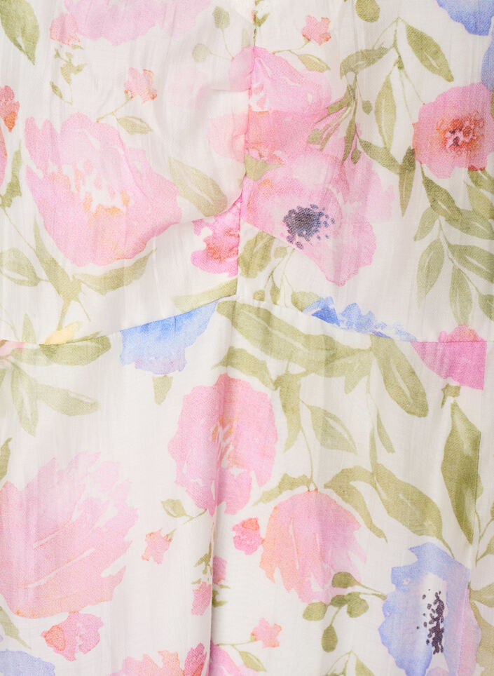 Robe empire &agrave; imprim&eacute; floral avec un large d&eacute;collet&eacute; en V, Blanc, Packshot image number 2