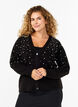 Cardigan en tricot avec des perles, Black White Pearls, Model image number 0