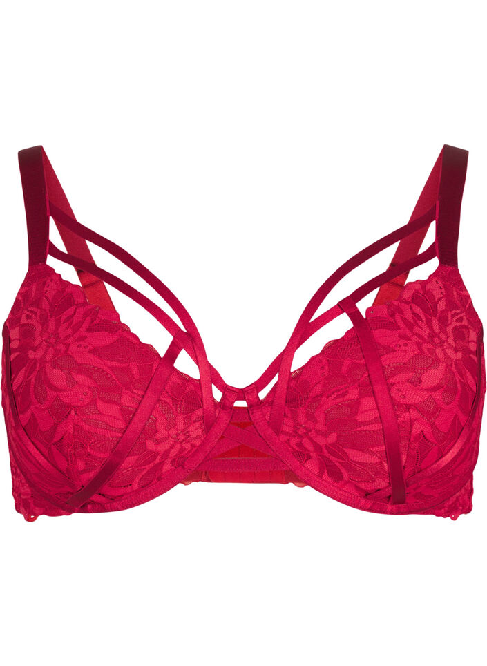 Soutien-gorge en dentelle couvrant à décoration élégante, Rhythmic Red, Packshot image number 0