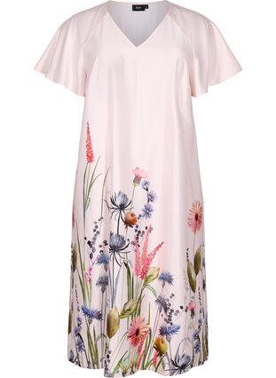 Robe à la taille avec imprimé floral et manches courtes, White Sand, Packshot image number 0
