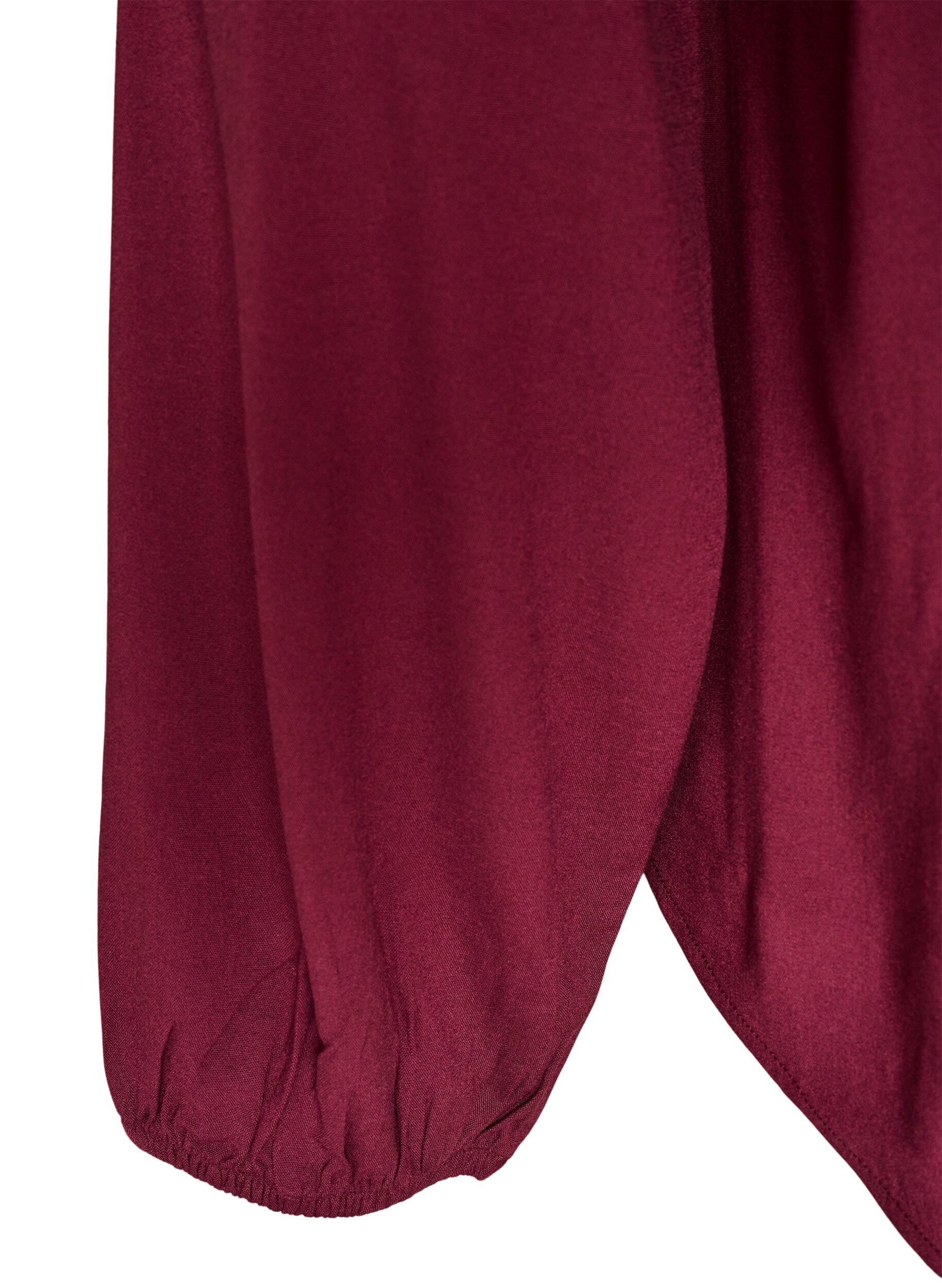 ZizziBlouse en viscose avec col en V et ourlet arrondi, Bordeaux, Packshot image number 3