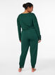 Pantalon de pyjama à taille haute et finitions dentelle, Vert foncé, Model image number 1