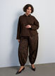 Pantalon ballon &agrave; taille haute et imprim&eacute; int&eacute;gral, Marron, Model image number 0