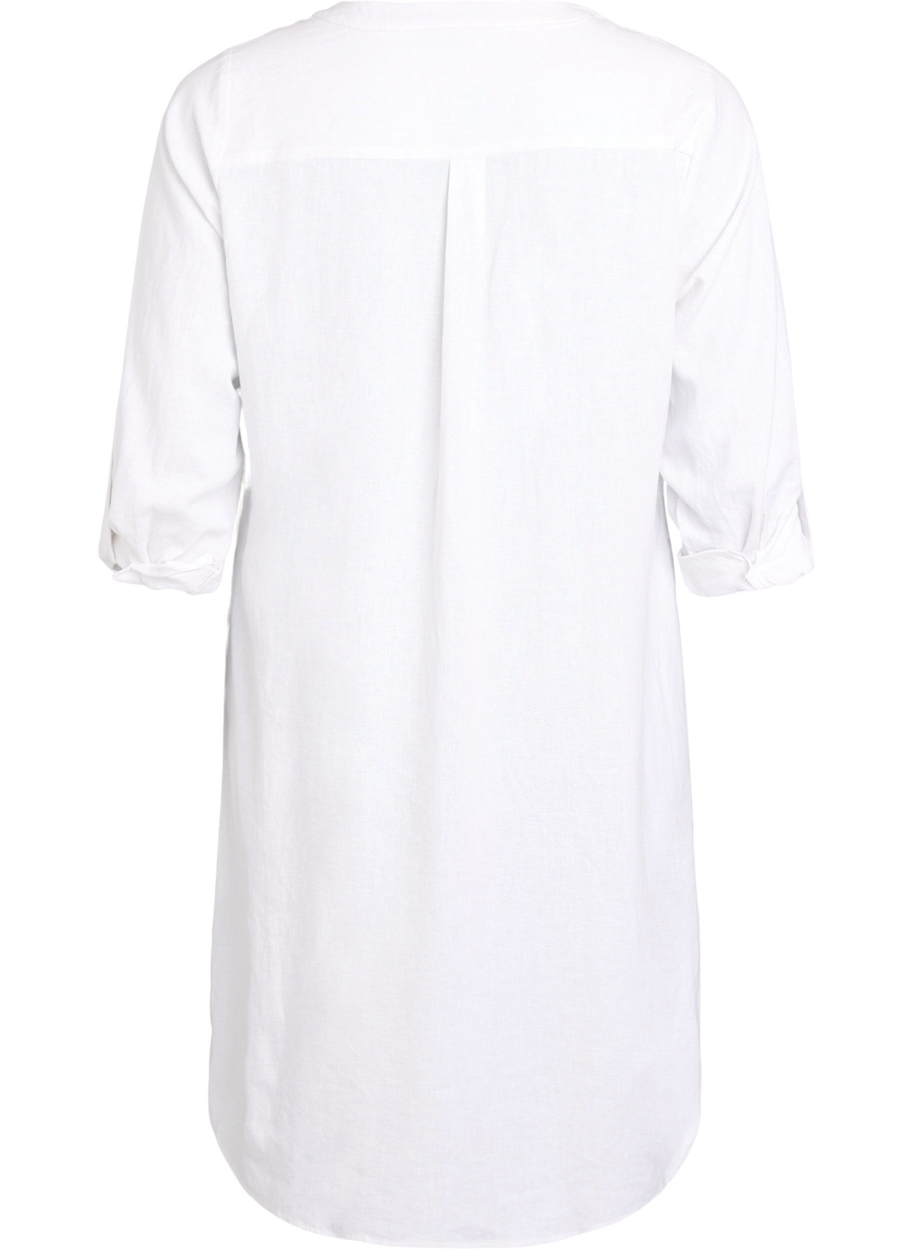 Zizzi Chemise longue en lin et viscose, Blanc, Packshot image number 1
