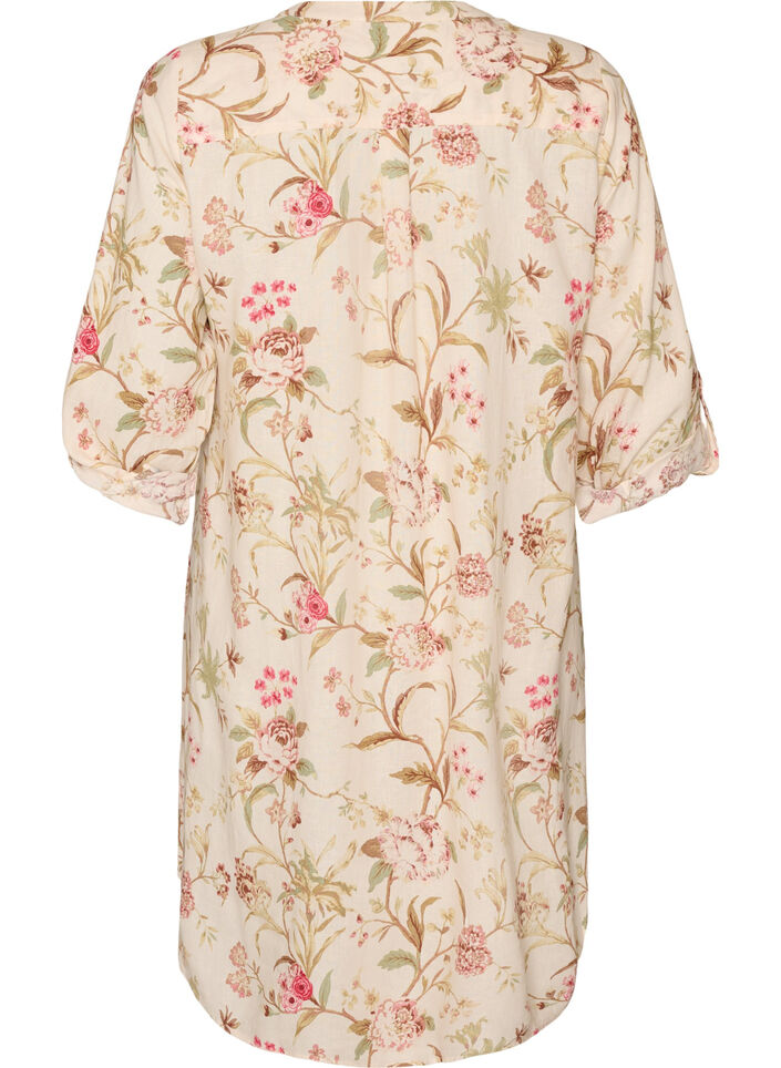 Chemise longue en lin et viscose, Vanille, Packshot image number 1