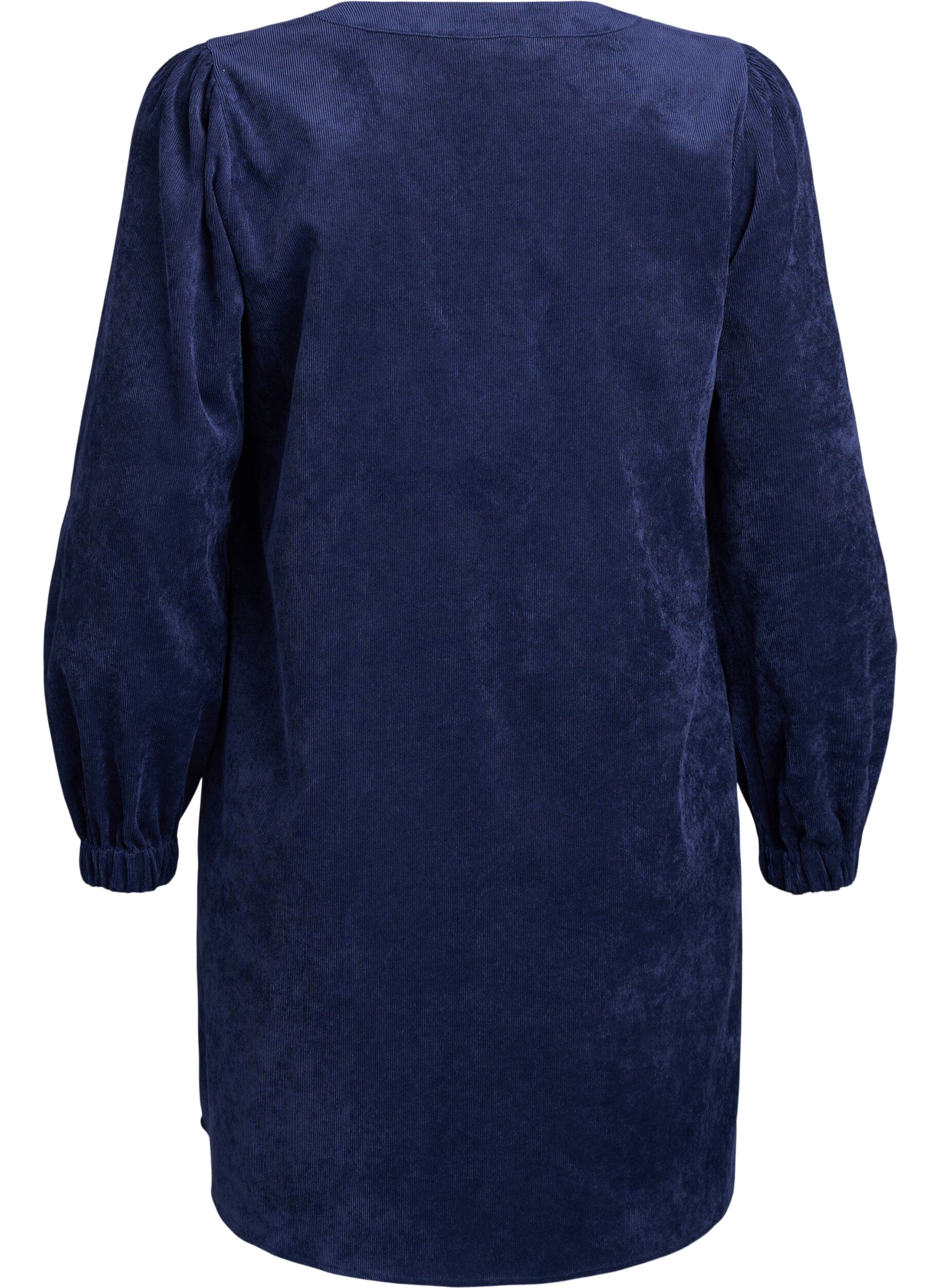Zizzi Robe courte en velours &agrave; manches longues, Bleu, Packshot image number 1