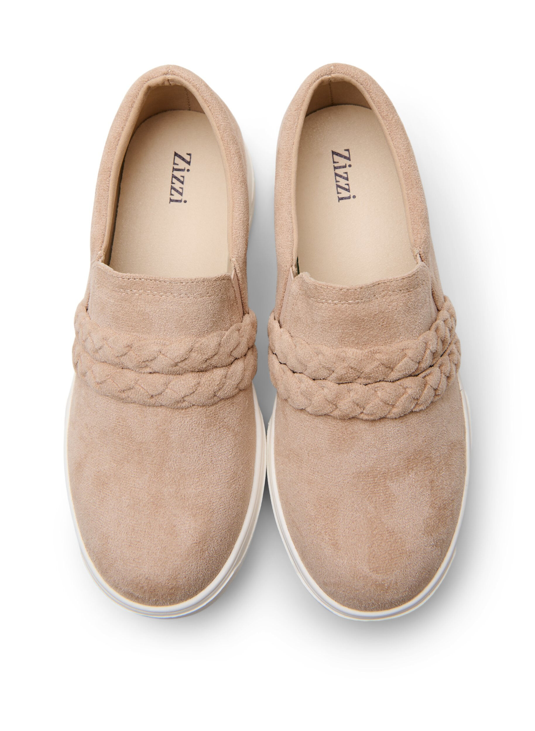 Zizzi Chaussures en su&eacute;dine avec brides tress&eacute;es, Beige, Packshot image number 2