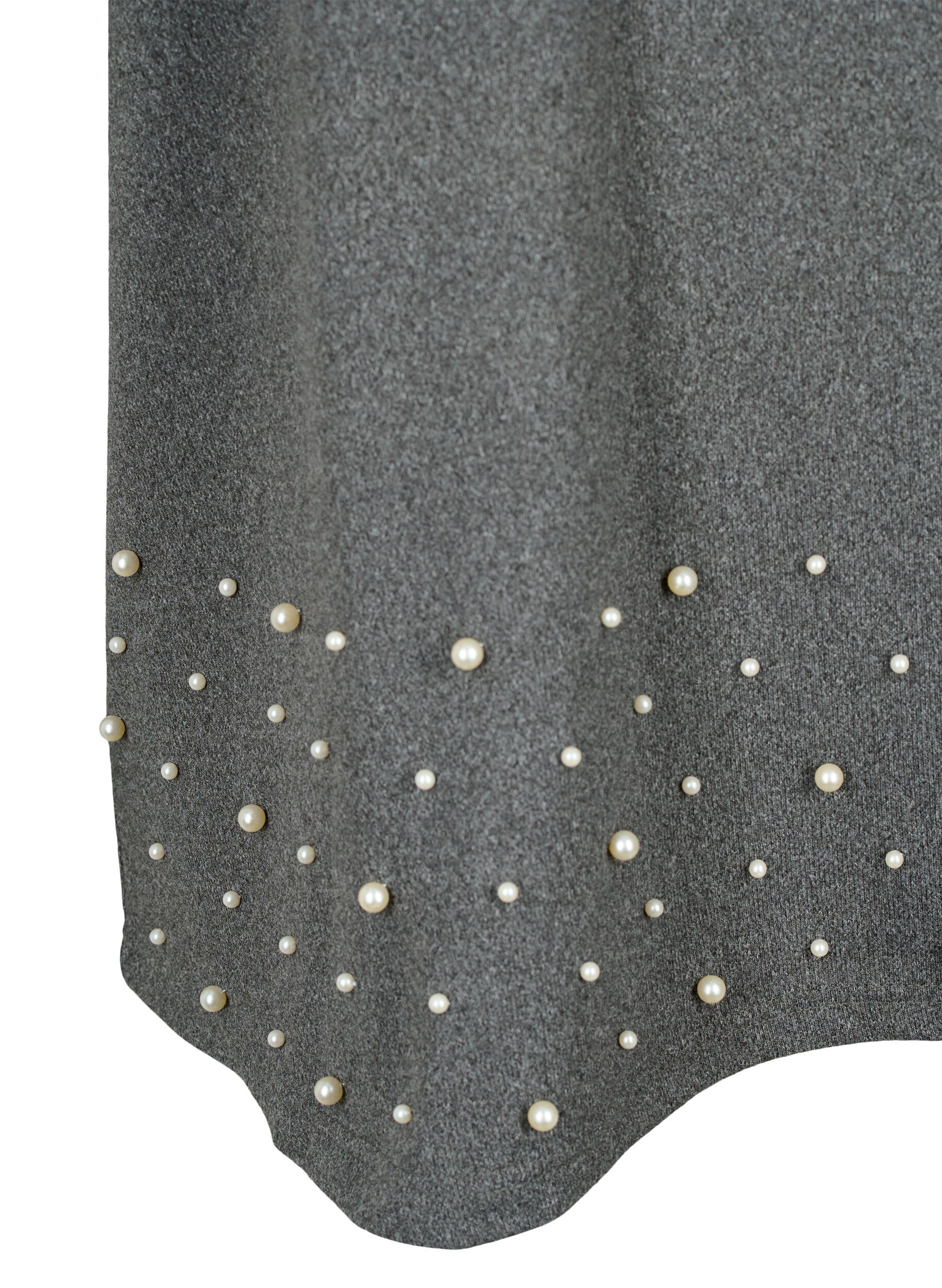 Zizzi Blouse avec perles et manches 3/4, Dark Grey Melange, Packshot image number 3