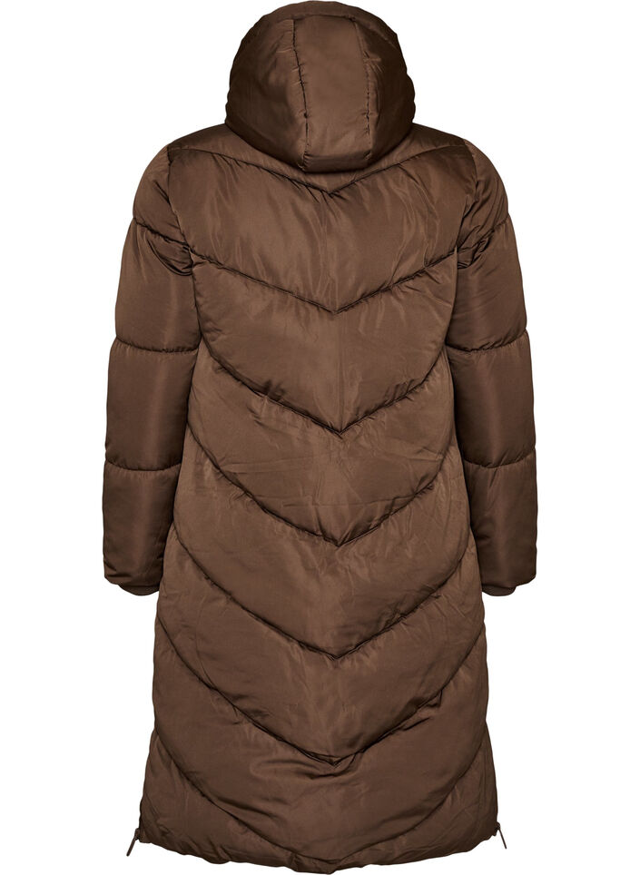 Doudoune longue avec capuche et poches, Marron, Packshot image number 1