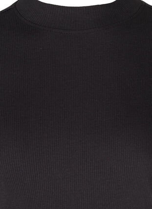 Blouse en coton côtelé à manches 2/4, Black, Packshot image number 2