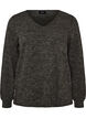 Blouse en jersey avec col en V et manches longues, Noir, Packshot image number 0
