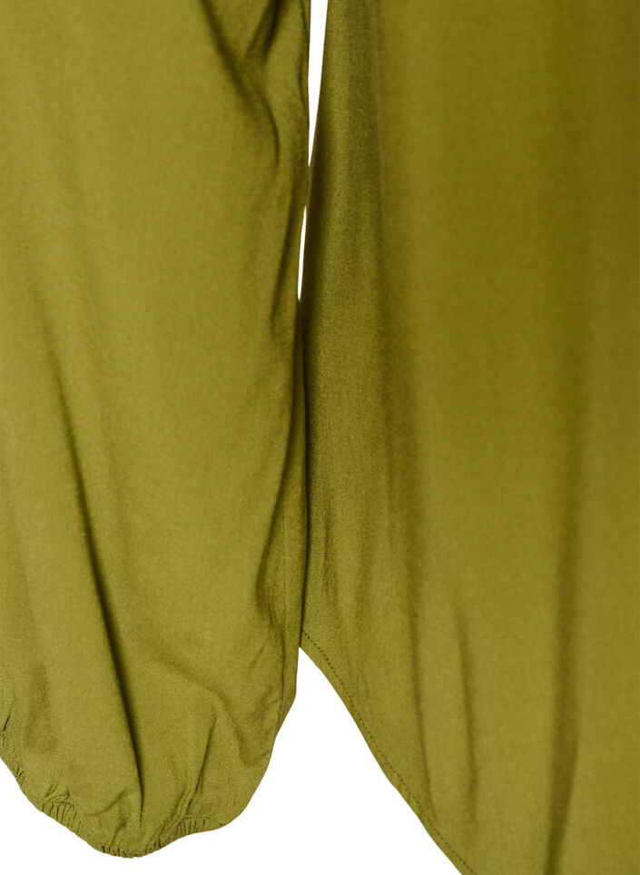 Blouse en viscose avec col en V et manches longues, Vert, Packshot image number 3