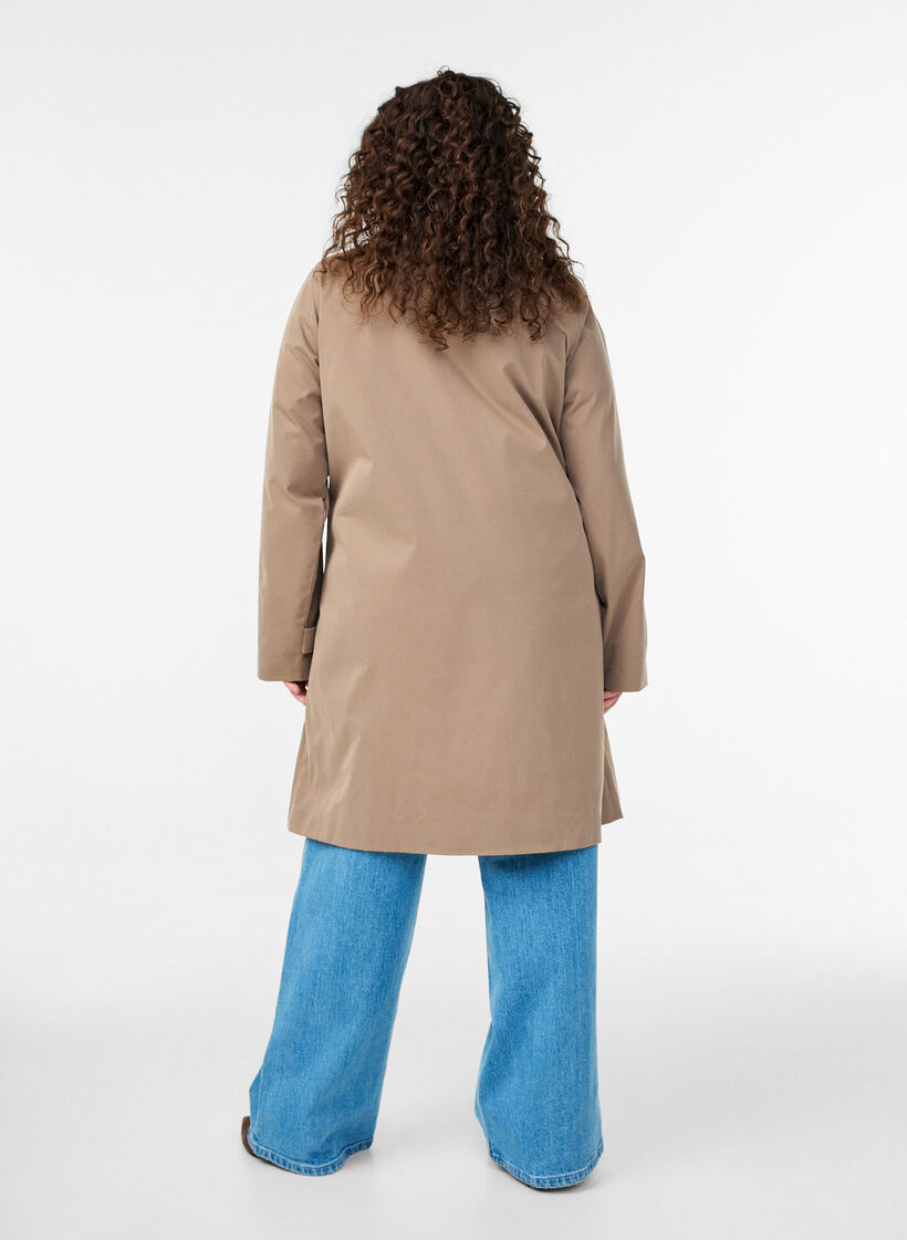 Veste de printemps avec col en su&eacute;dine et fermeture &agrave; boutons cach&eacute;s, Beige, Model image number 1