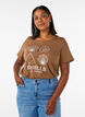 T-shirt en coton avec imprim&eacute;, Marron, Model image number 0