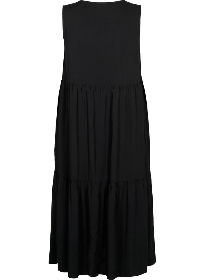 Robe longue sans manches en viscose, Black, Packshot image number 1