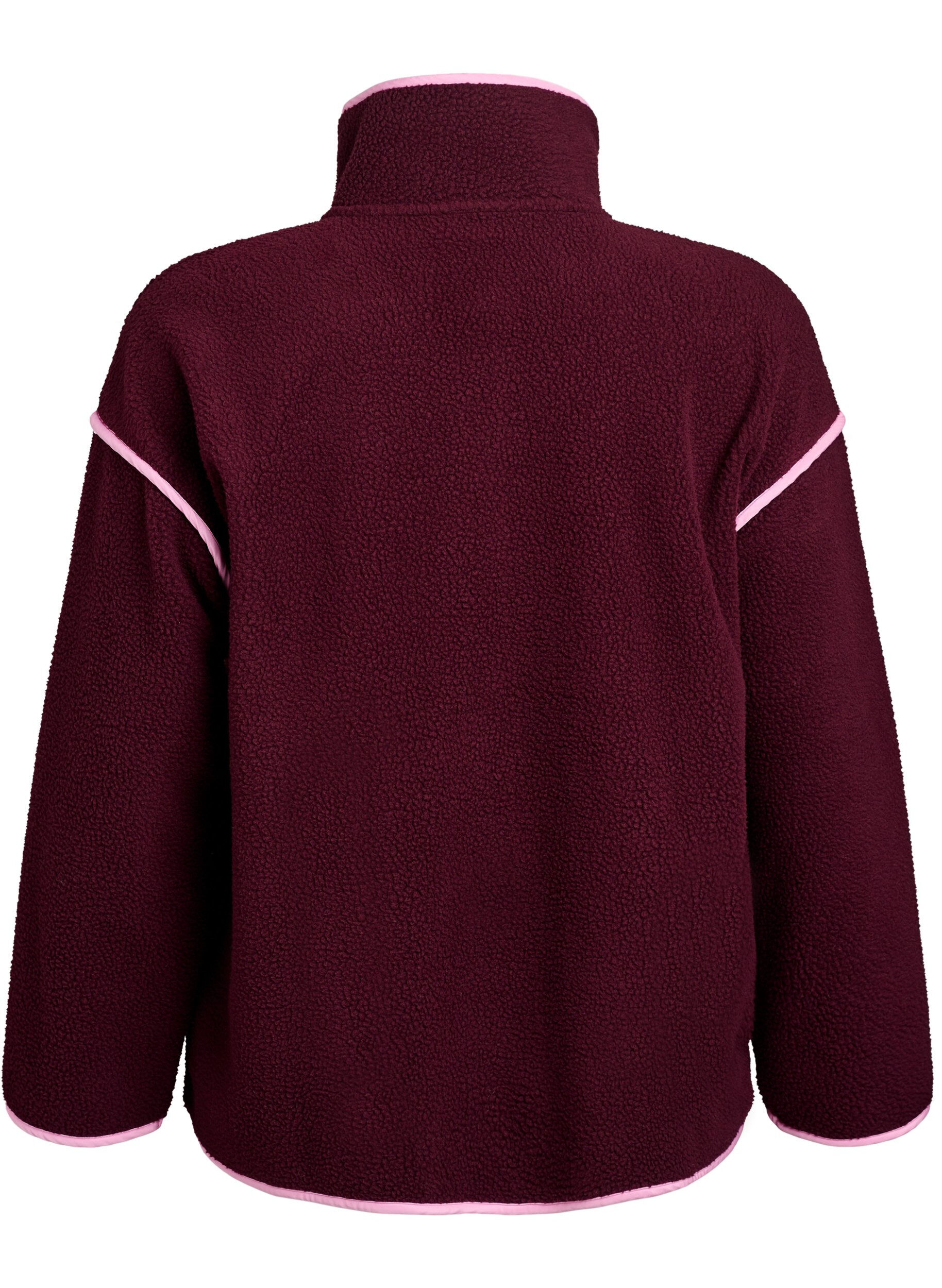 Zizzi Veste teddy avec d&eacute;tails contrastants, Bordeaux, Packshot image number 1