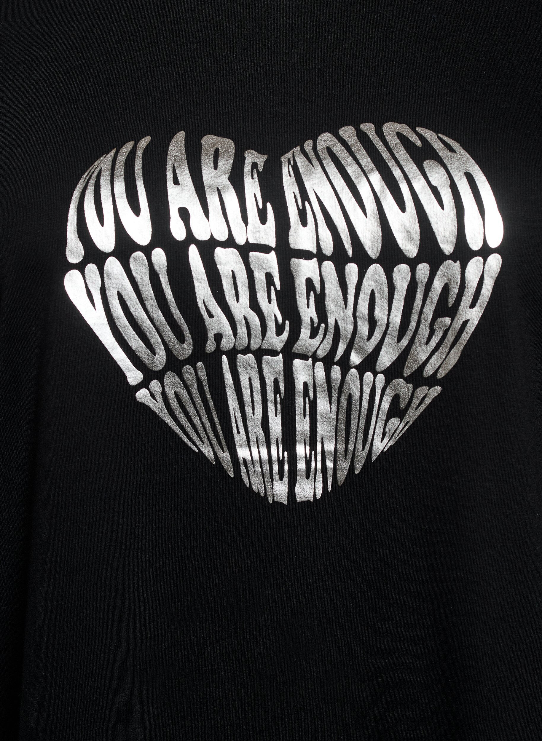 Zizzi T-shirt imprim&eacute;, Noir, Packshot image number 2