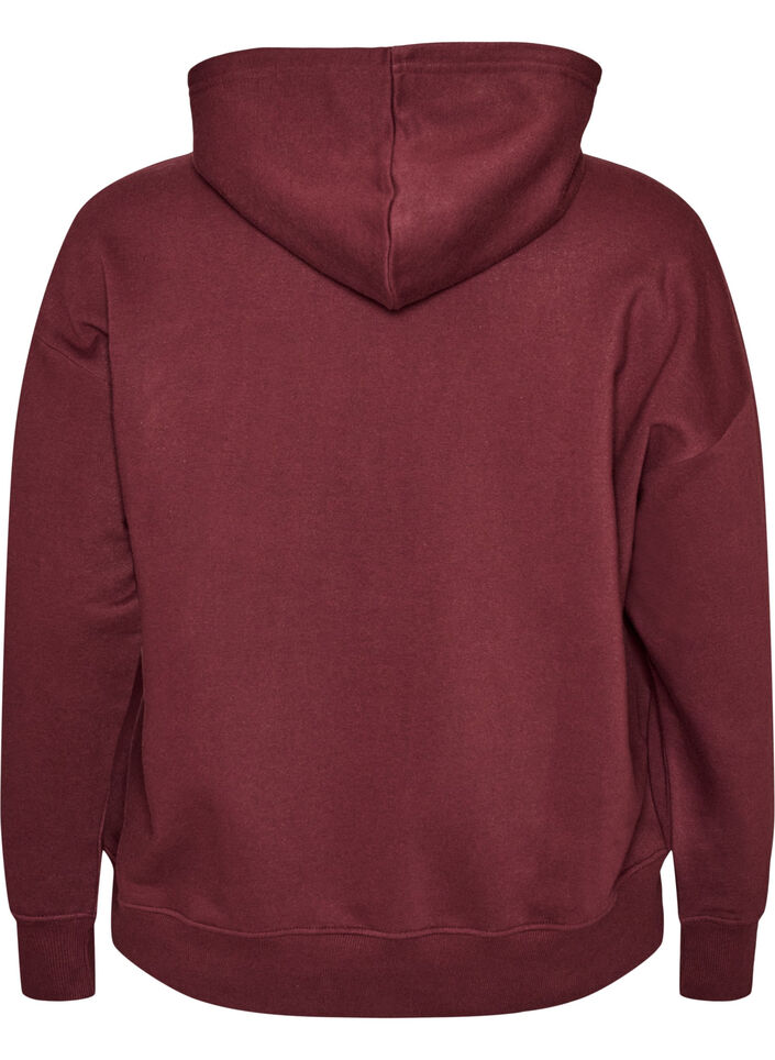 Sweat &agrave; capuche avec imprim&eacute; poitrine, Bordeaux, Packshot image number 1