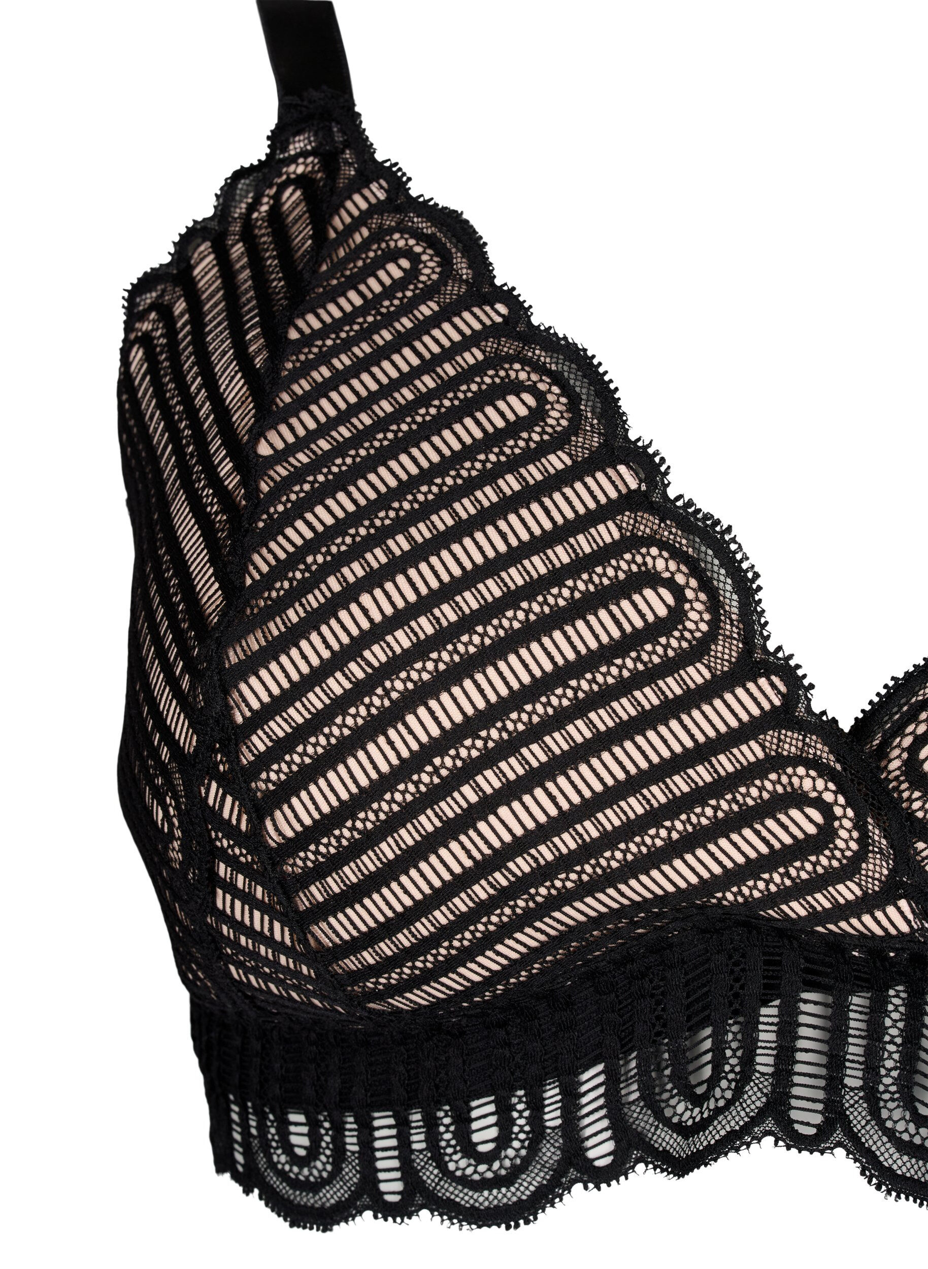 Zizzi Bralette avec dentelle et rembourrage doux, Noir, Packshot image number 2