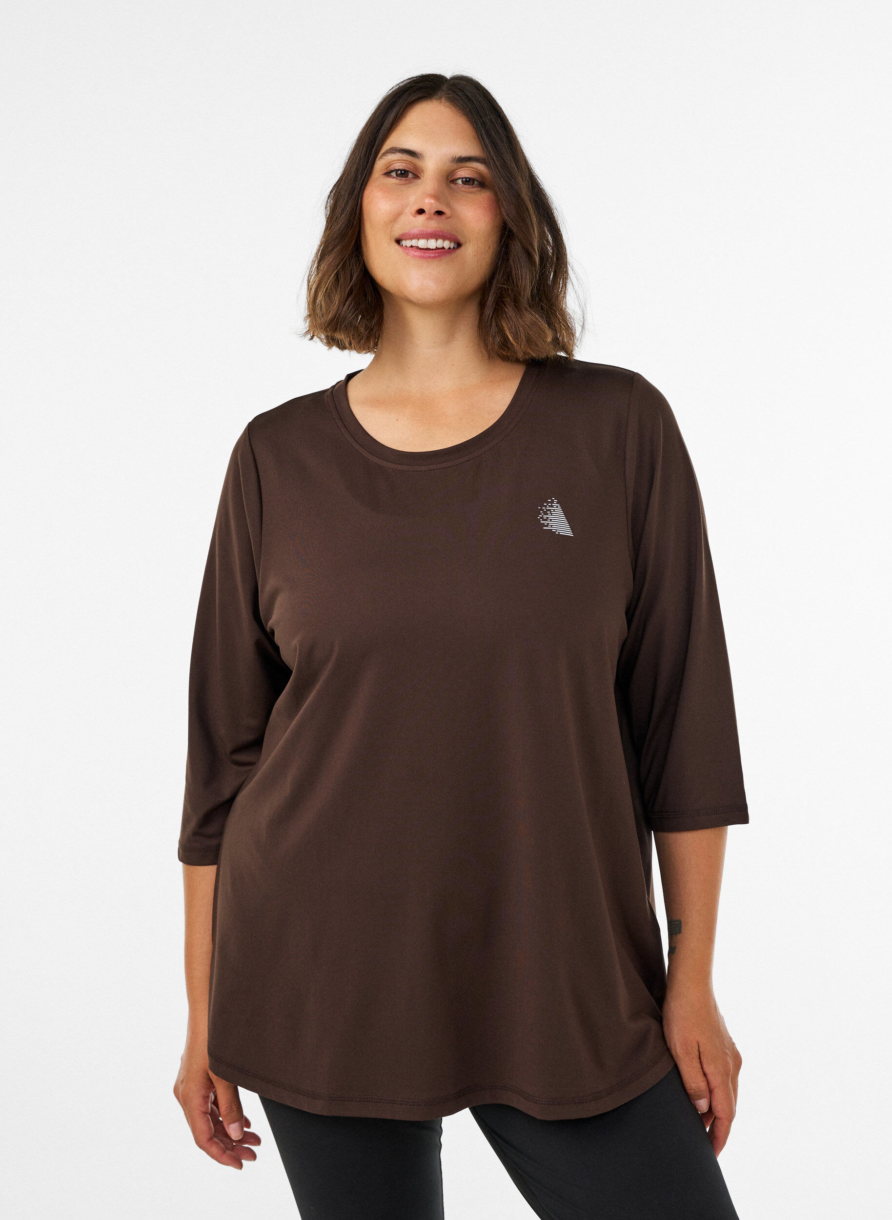 ZizziSports top with 3/4 sleeves, Marron, Model image number 0
