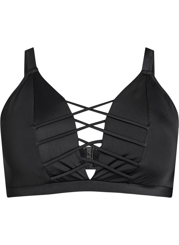 Haut de bikini avec détail ficelle, Noir, Packshot image number 0