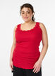 Haut avec bordure en dentelle, Rouge, Model image number 0
