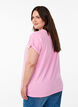 T-shirt &agrave; manches courtes en coton m&eacute;lang&eacute;, Rose, Model image number 2
