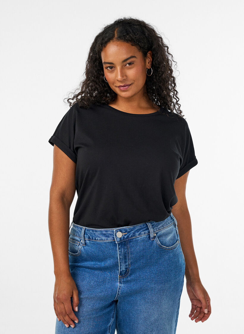 2 packs de t-shirts &agrave; manches courtes, Noir, Model image number 0