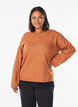 Pull ample en maille avec coutures apparentes, Orange foncé, Model image number 0
