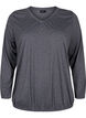 Blouse mélangée à manches longues et coupe en V, Dark Grey Melange, Packshot image number 0