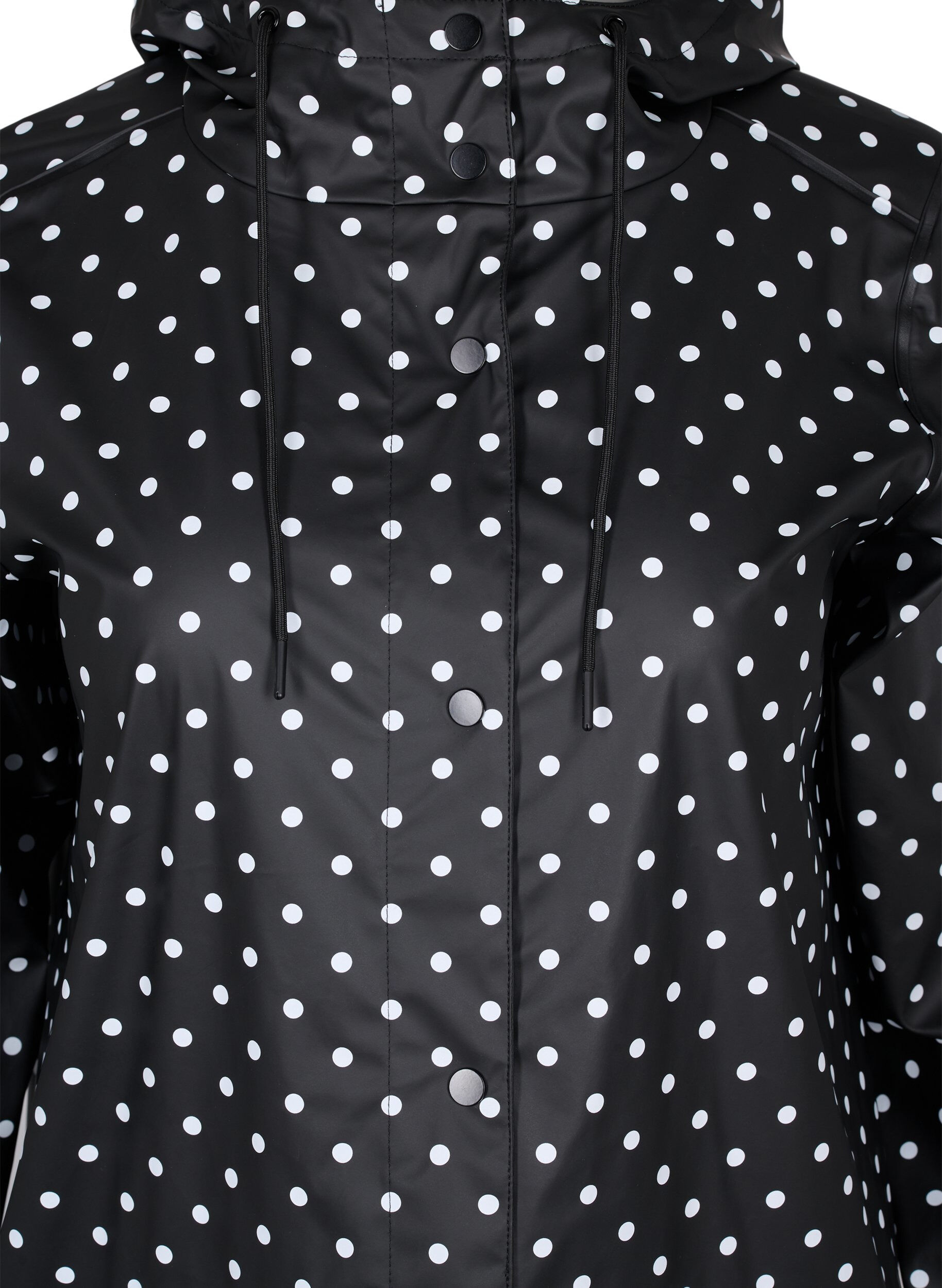 Zizzi Veste de pluie &agrave; pois avec capuche, Black W/White Dot, Packshot image number 2
