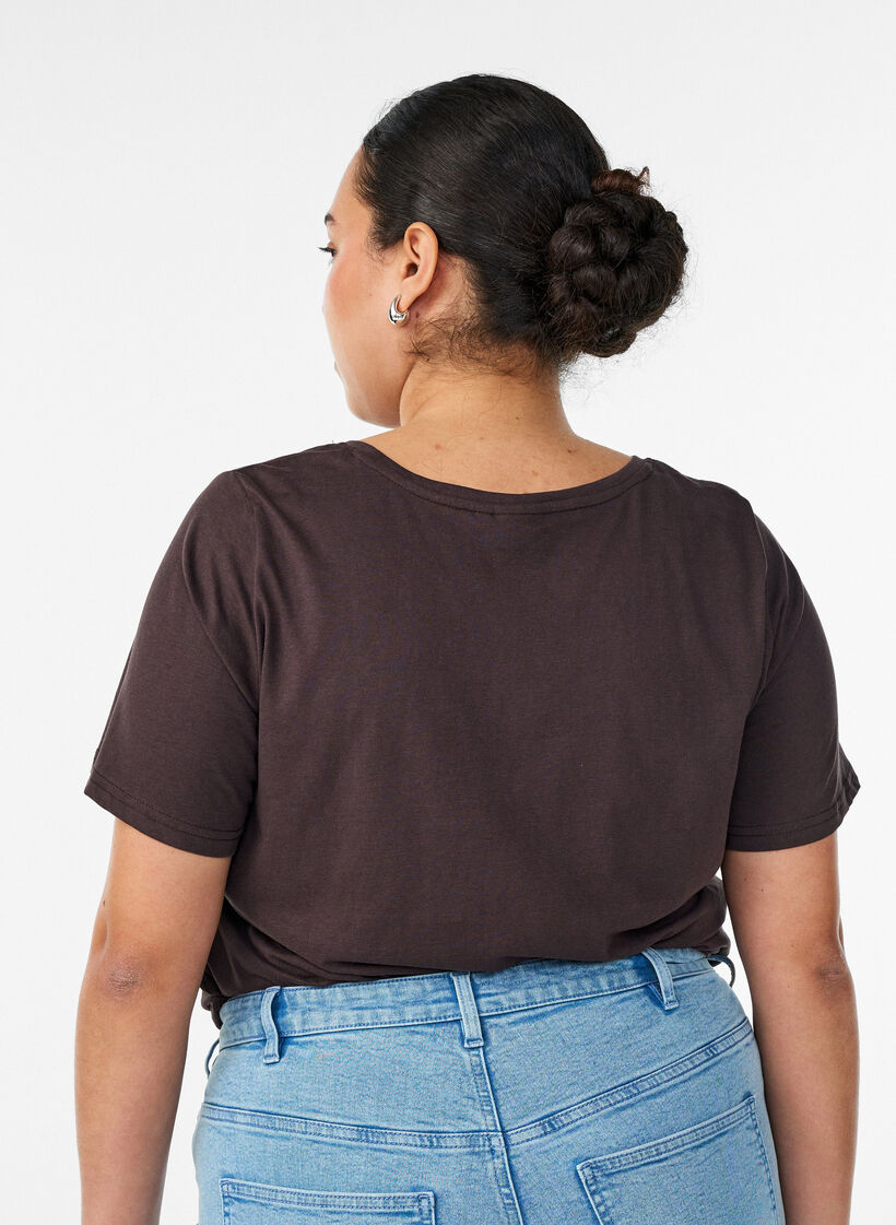T-shirt imprim&eacute;, Marron, Model image number 2