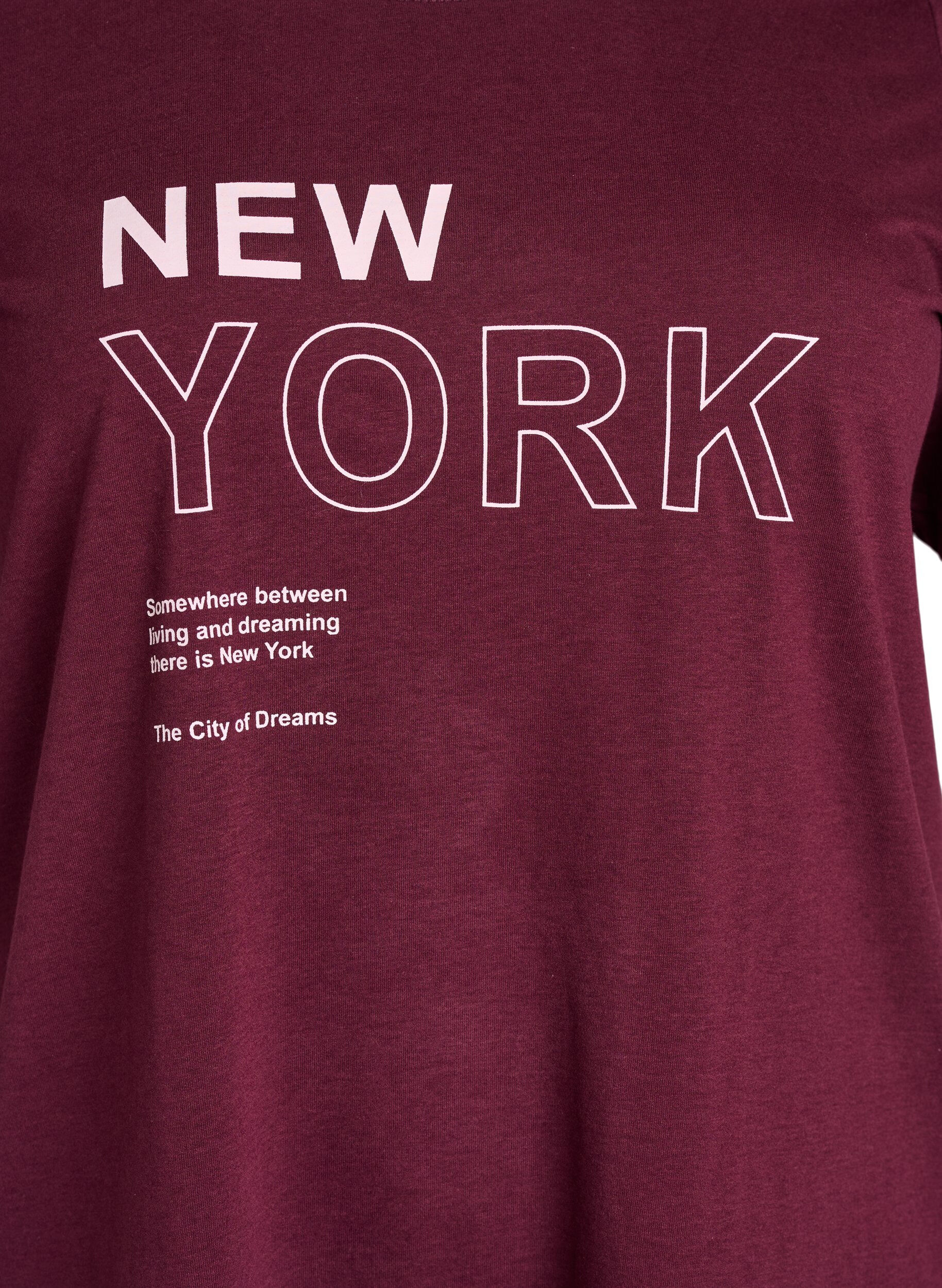 Zizzi FLASH - T-shirt avec motif, Bordeaux fonc&eacute;, Packshot image number 2