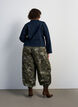 Pantalon ballon &agrave; taille haute et imprim&eacute; int&eacute;gral, Vert Kaki, Model image number 1