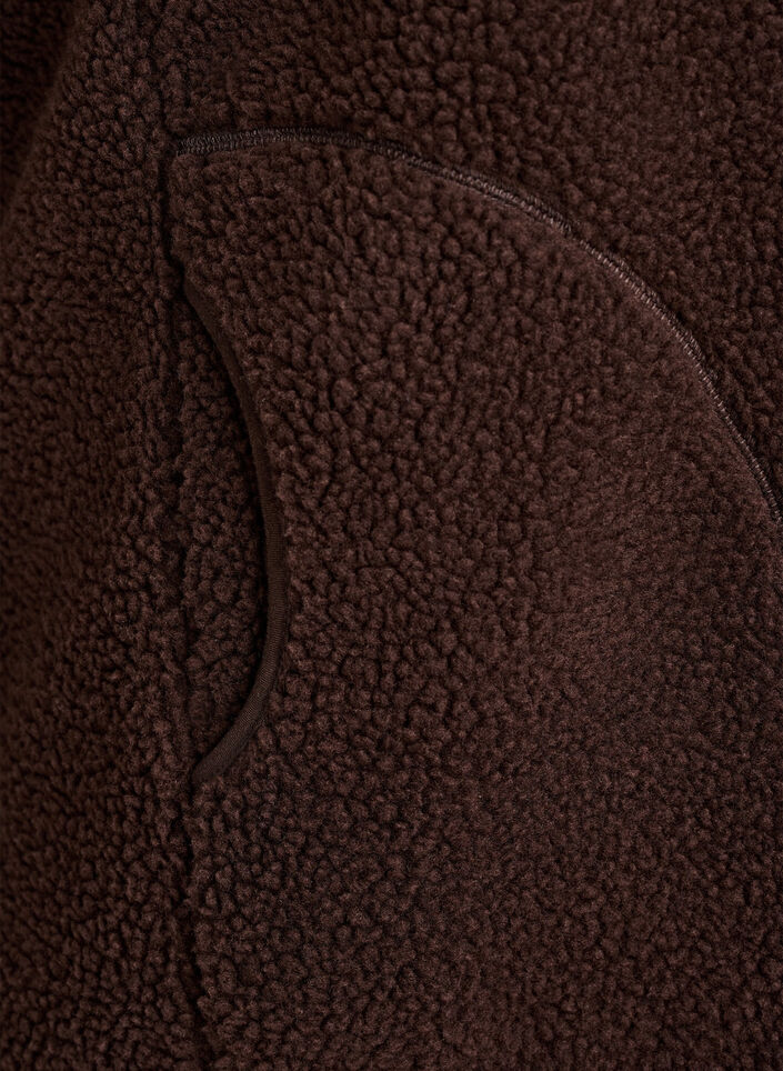 Gilet en teddy avec fermeture éclair et poches, Marron, Packshot image number 3