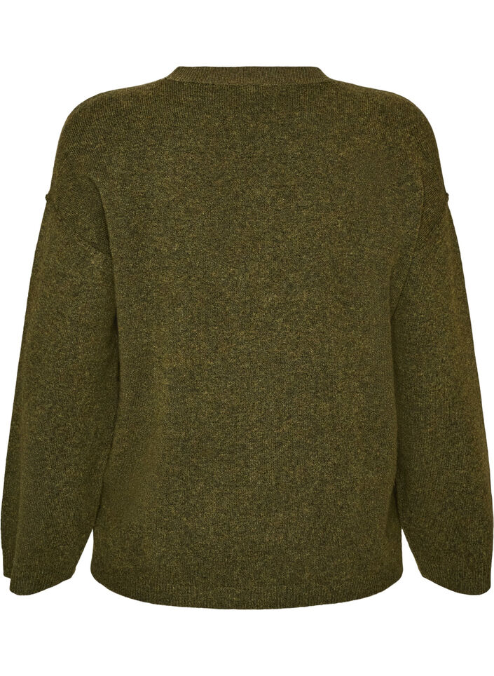 Pull ample en maille avec coutures apparentes, Vert fonc&eacute;, Packshot image number 1