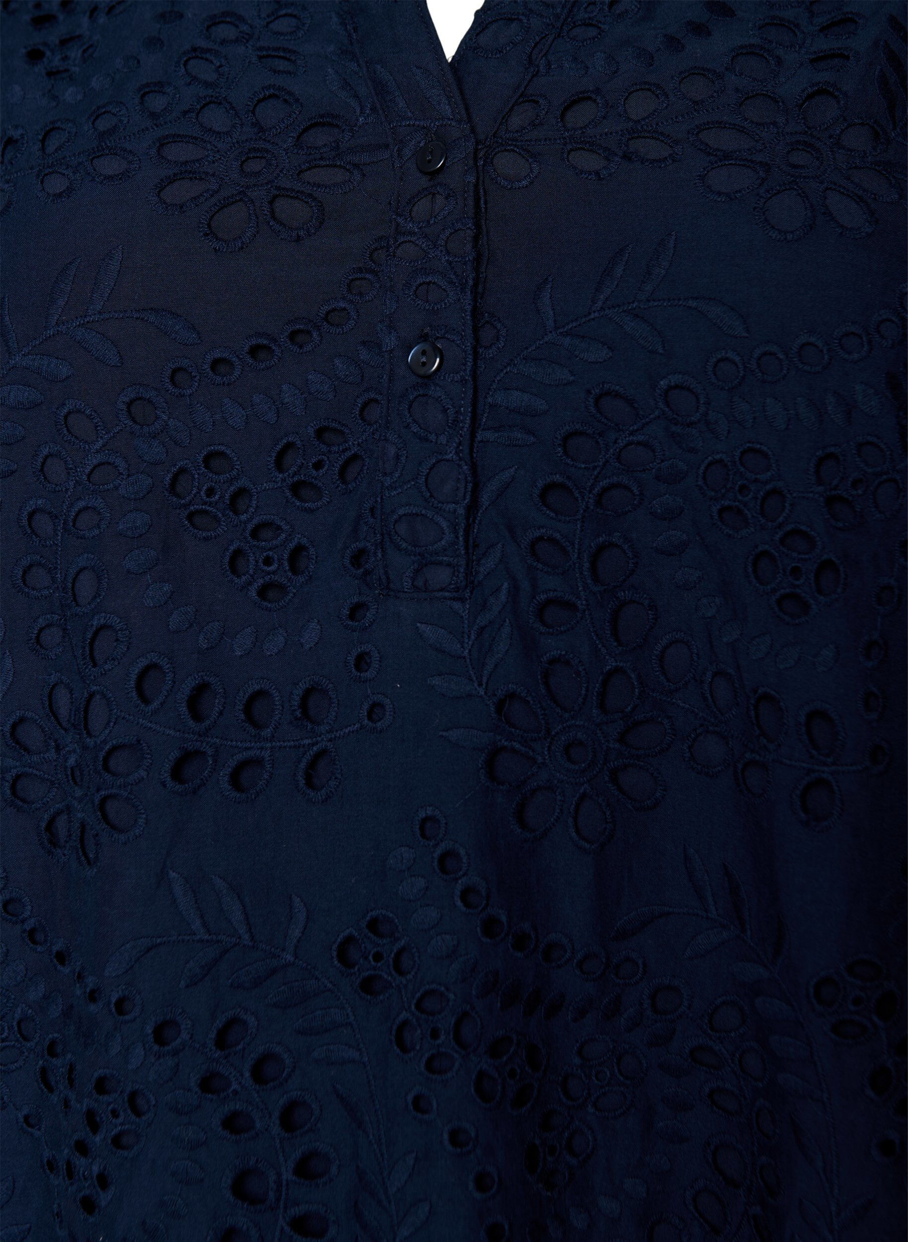 Zizzi Robe en broderie anglaise avec manches &agrave; volants, Bleu, Packshot image number 2