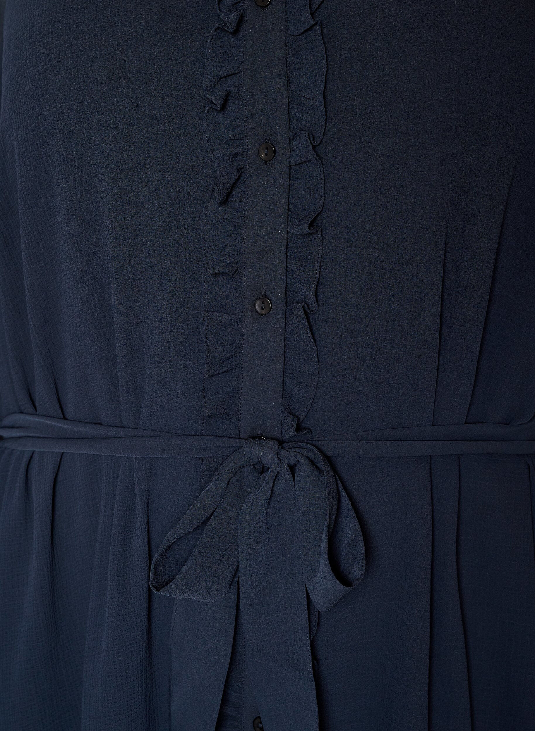 ZizziRobe courte avec volants et ceinture &agrave; nouer, Bleu, Packshot image number 2