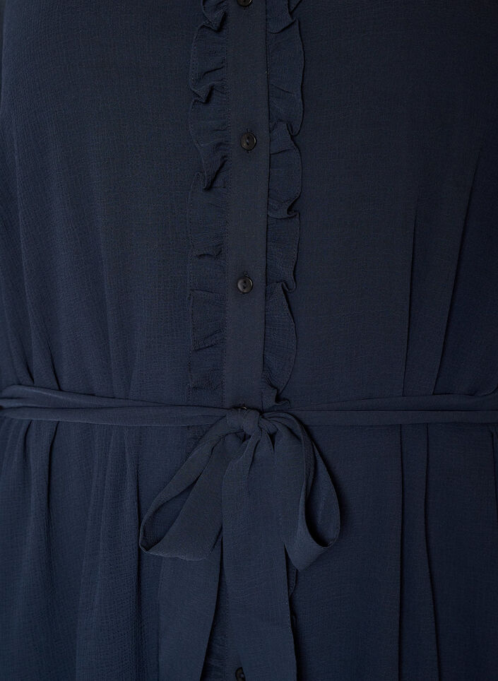 Robe courte avec volants et ceinture &agrave; nouer, Bleu, Packshot image number 2