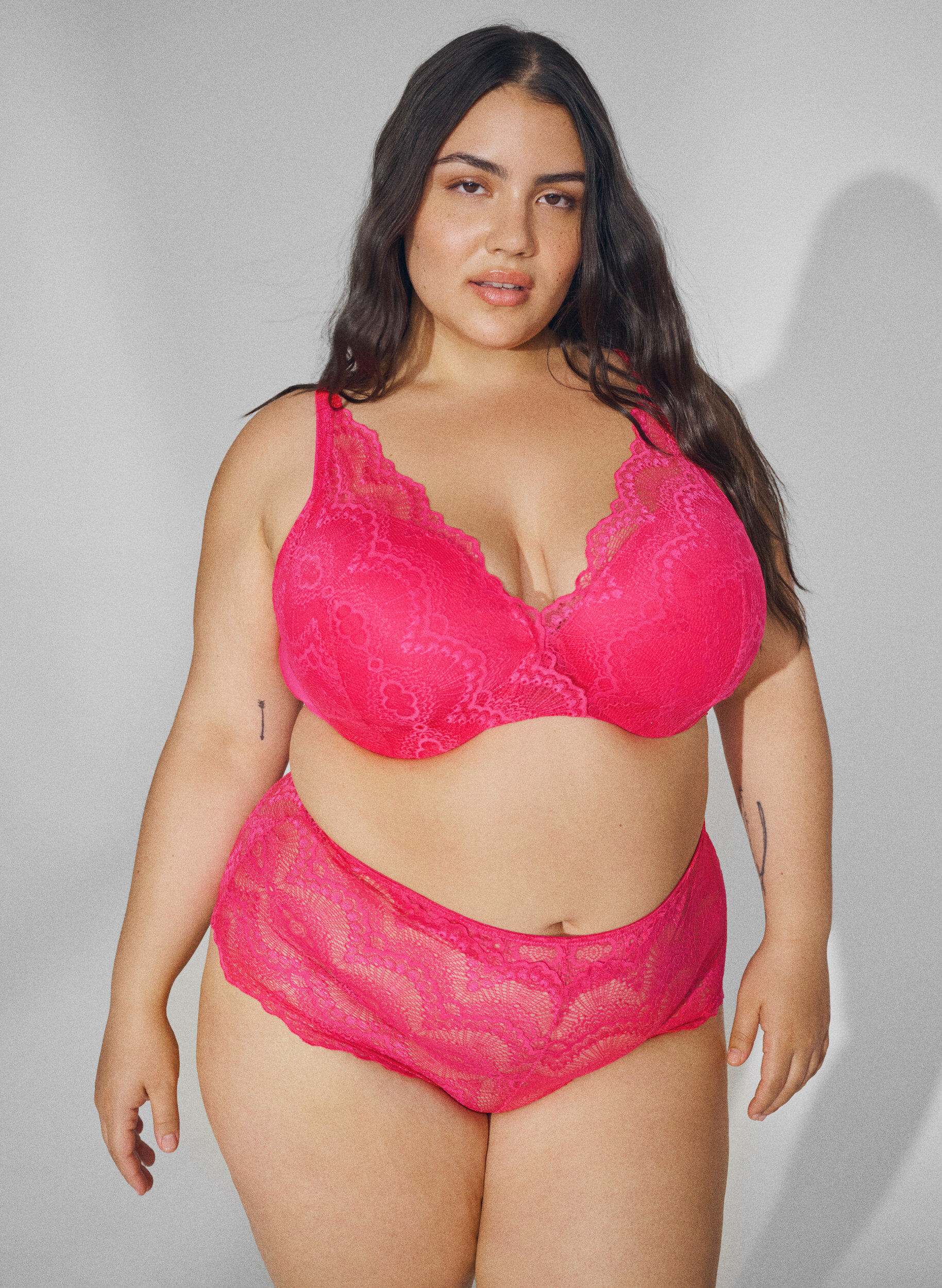 Zizzi Culottes hipster 2-pack en qualit&eacute; de dentelle, Love Potion/Black, Image image number 0