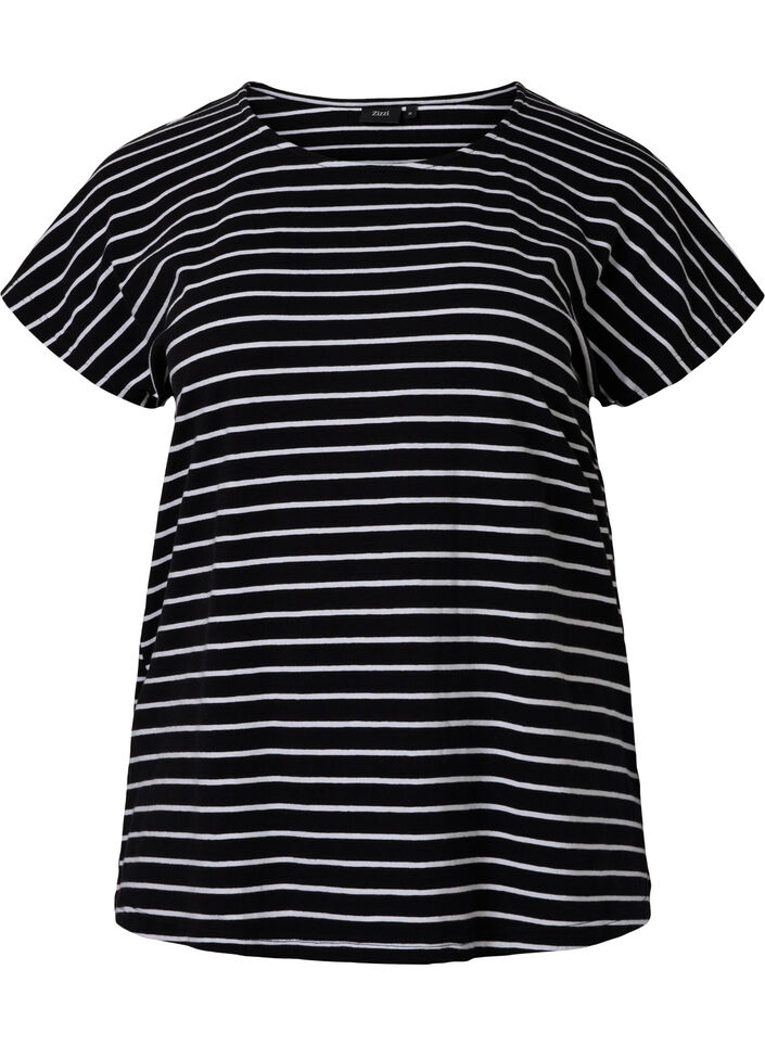 T-shirt en coton à rayures, Black W. Stripe, Packshot image number 0