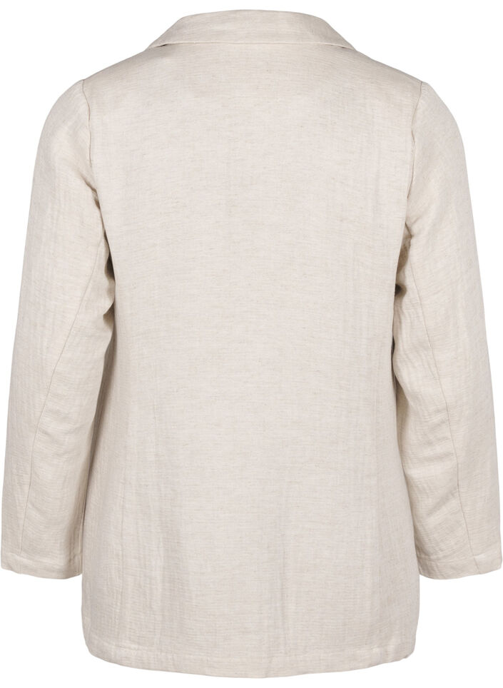 Blazer conçu dans un mélange de matière contenant du lin, Rainy Day, Packshot image number 1