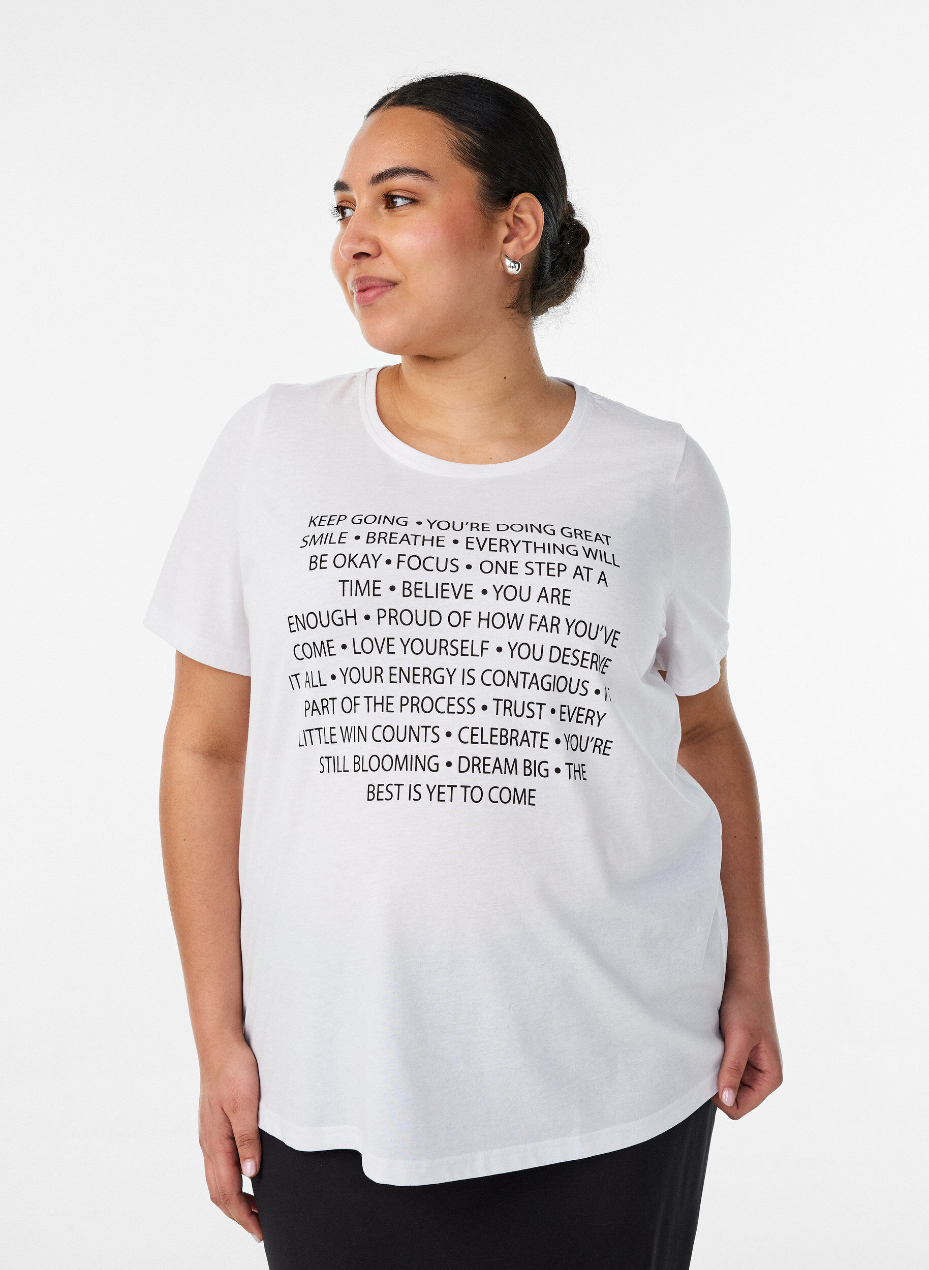 T-shirt imprim&eacute;, Blanc, Model