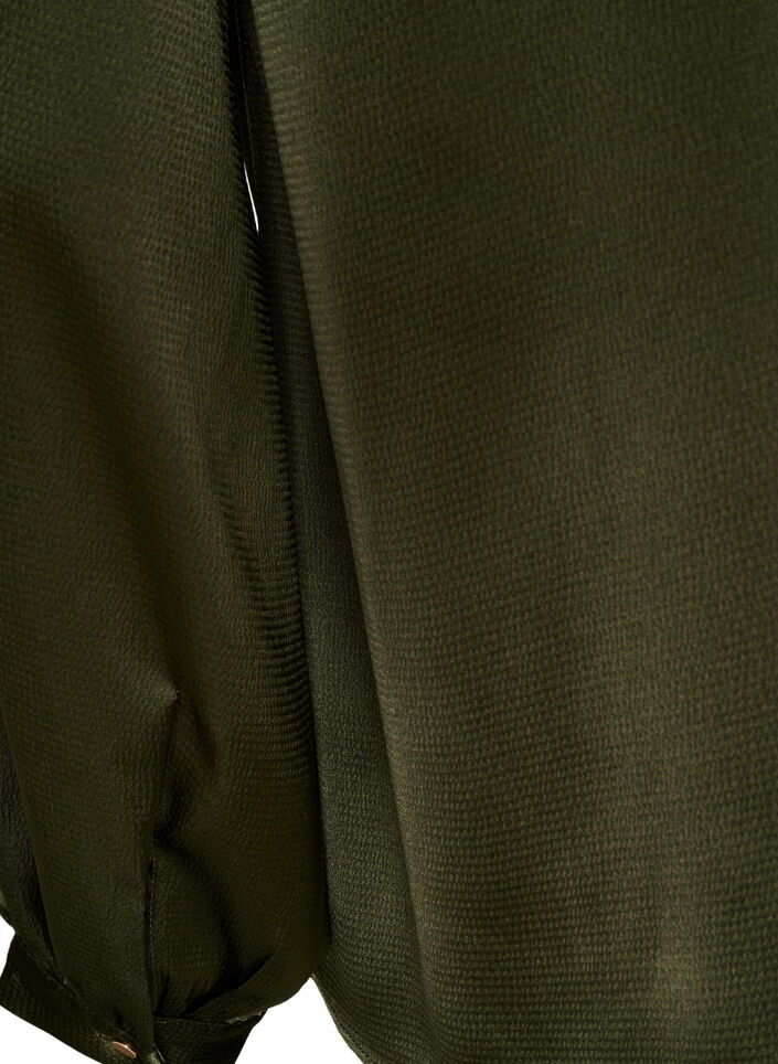 Blouse avec col de chemise et col en V, Vert fonc&eacute;, Packshot image number 3