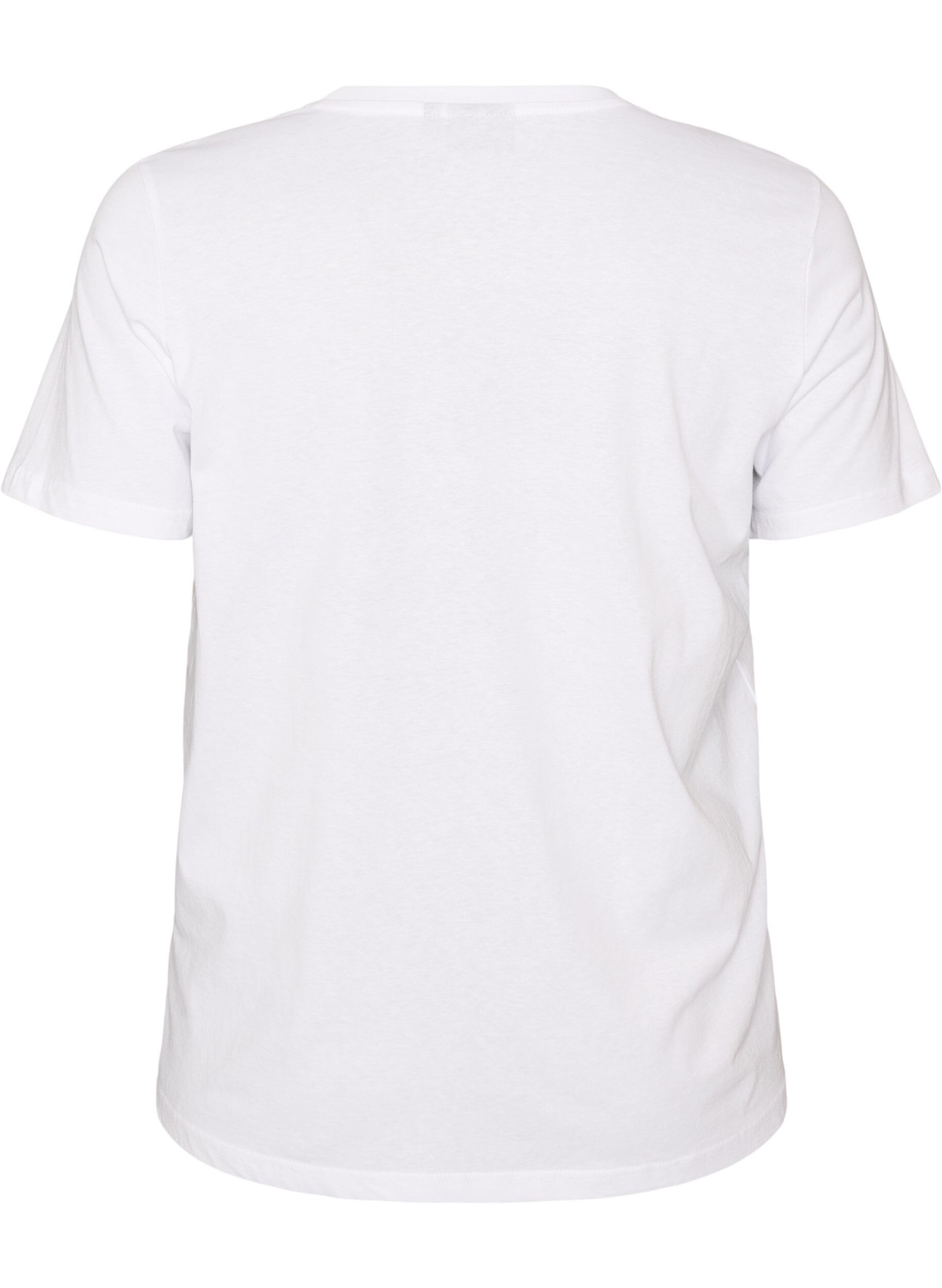 ZizziT-shirt en coton avec badge texte, Blanc, Packshot image number 1