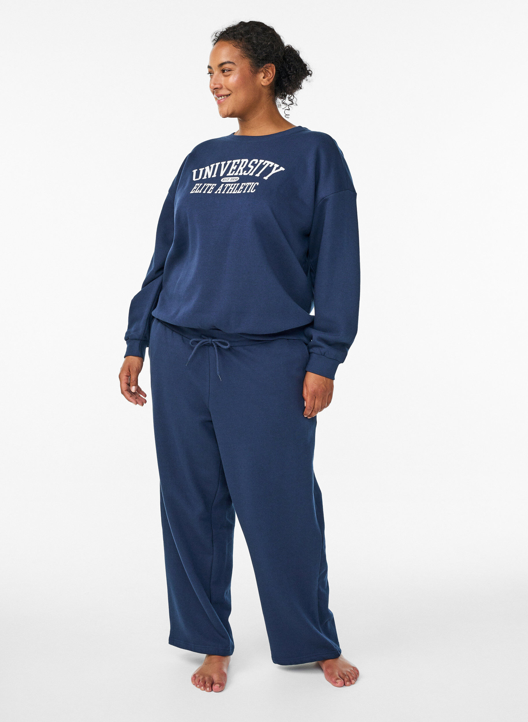 ZizziSweat-shirt avec imprim&eacute; texte, Bleu, Model image number 1