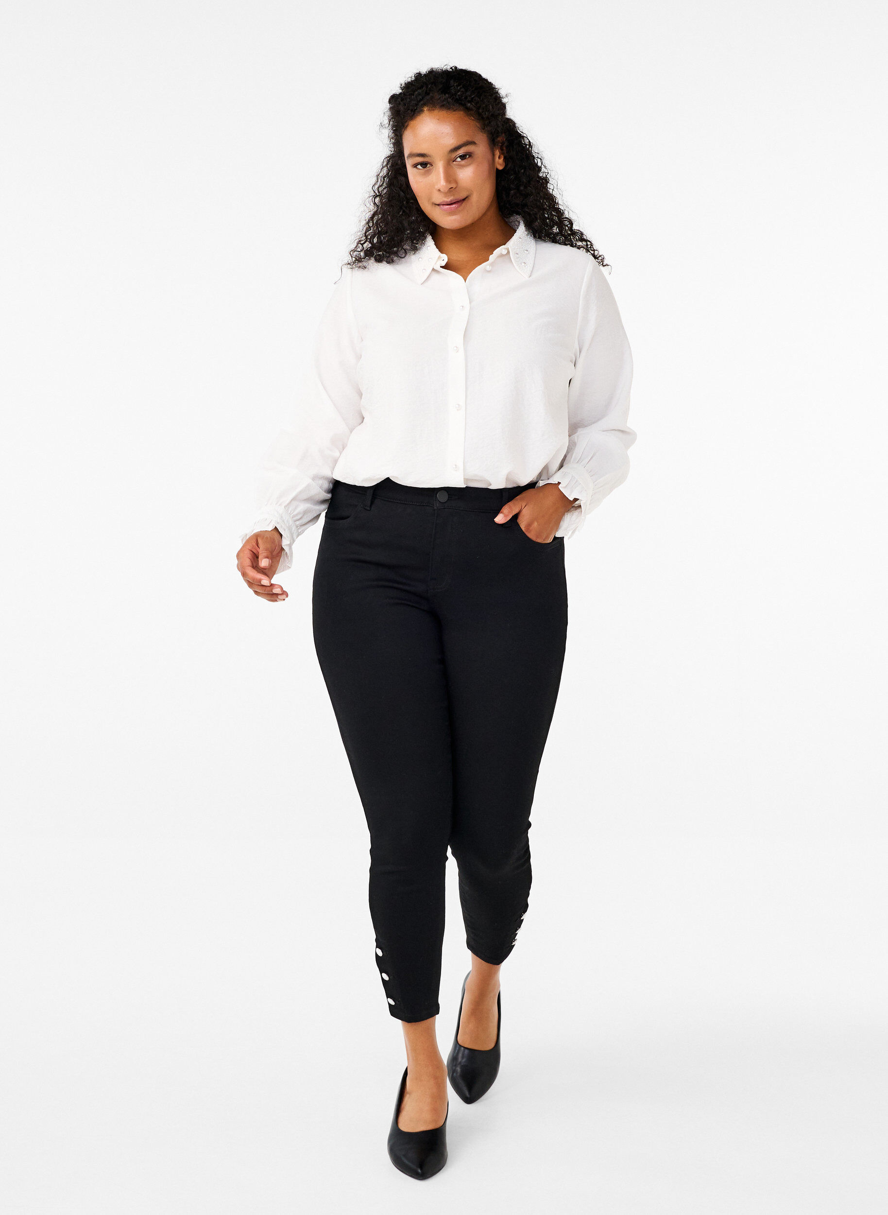 Zizzi Chemise &agrave; perles, Snow White, Model image number 3