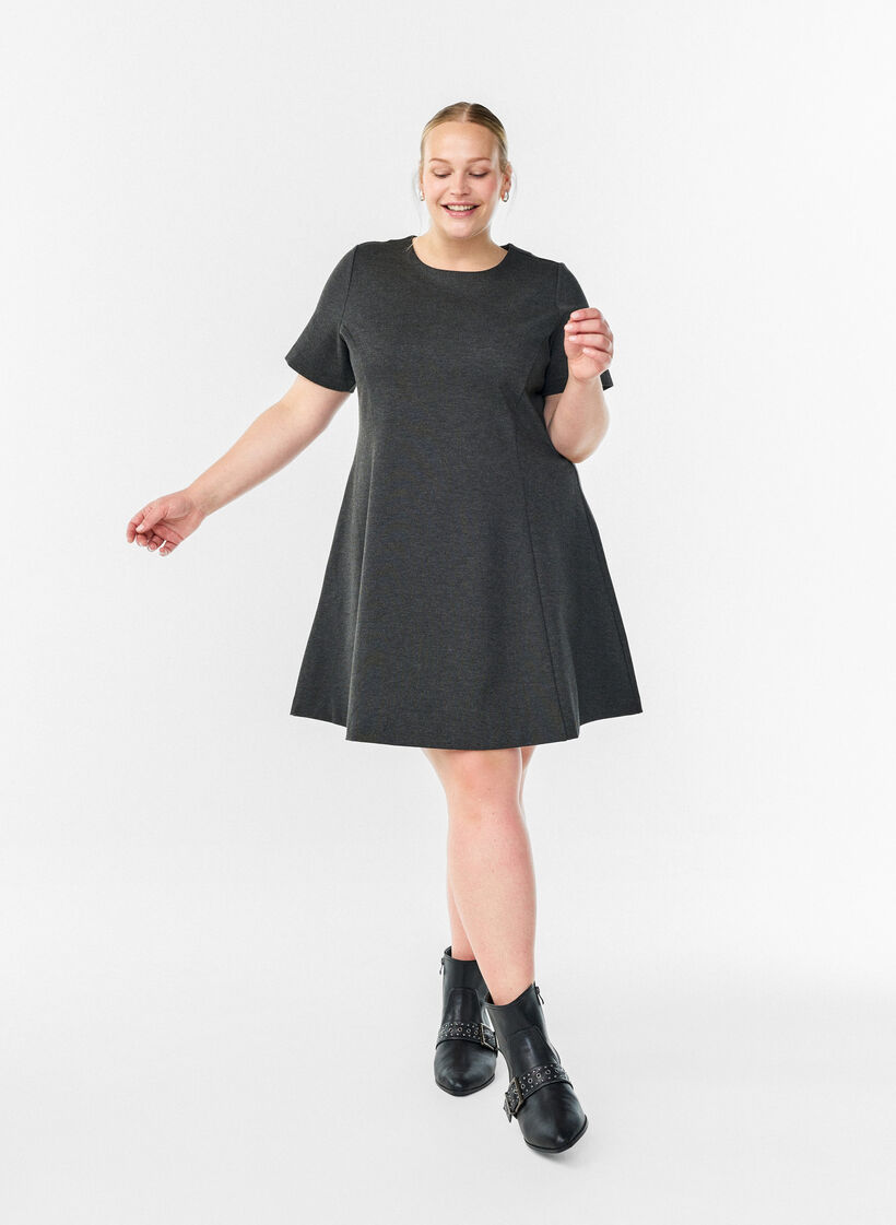 Robe courte &eacute;vas&eacute;e en jersey, Gris anthracite, Image image number 0