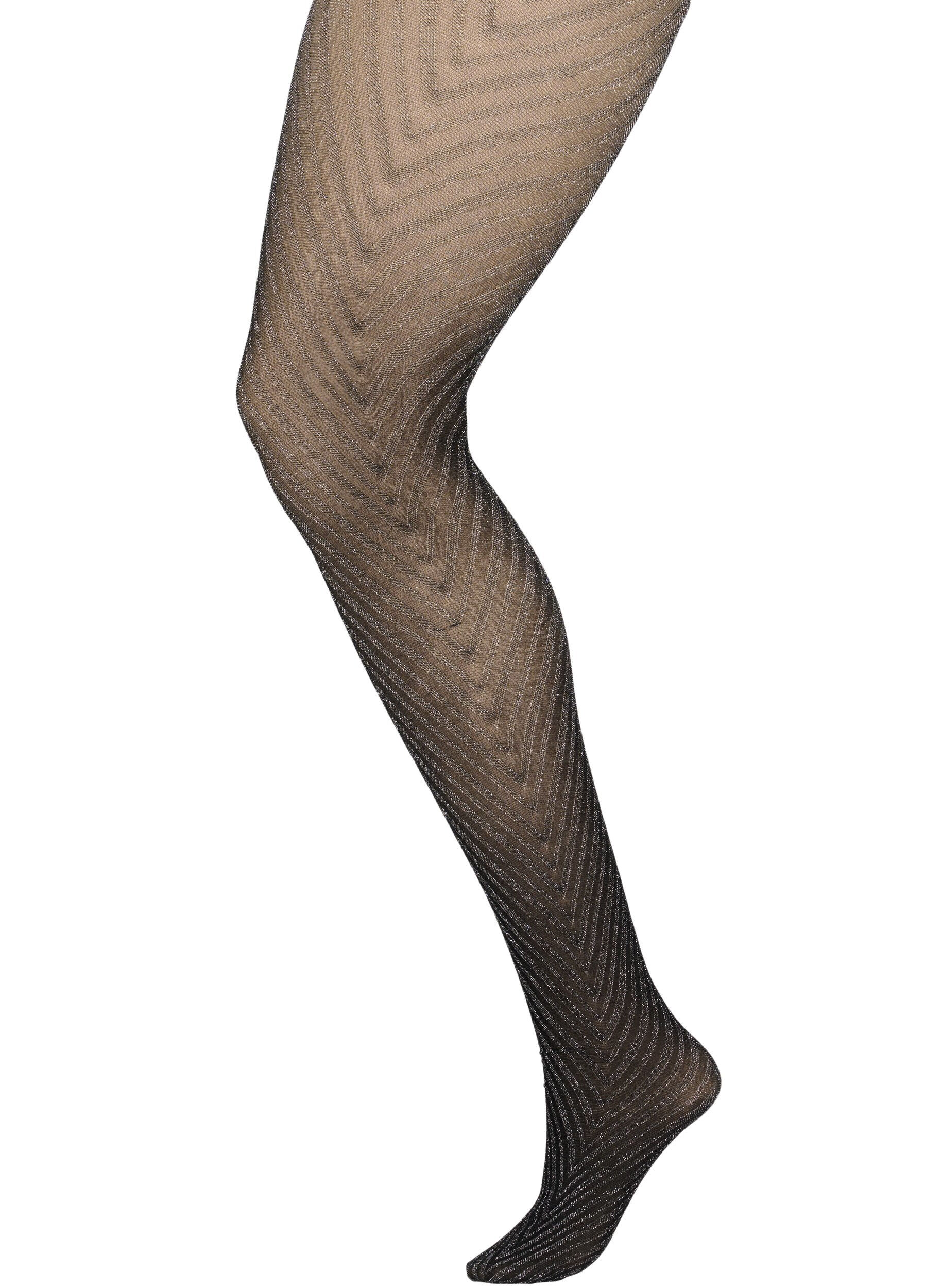 Zizzi Collants paillet&eacute;s avec un motif &agrave; rayures, Black, Packshot image number 0