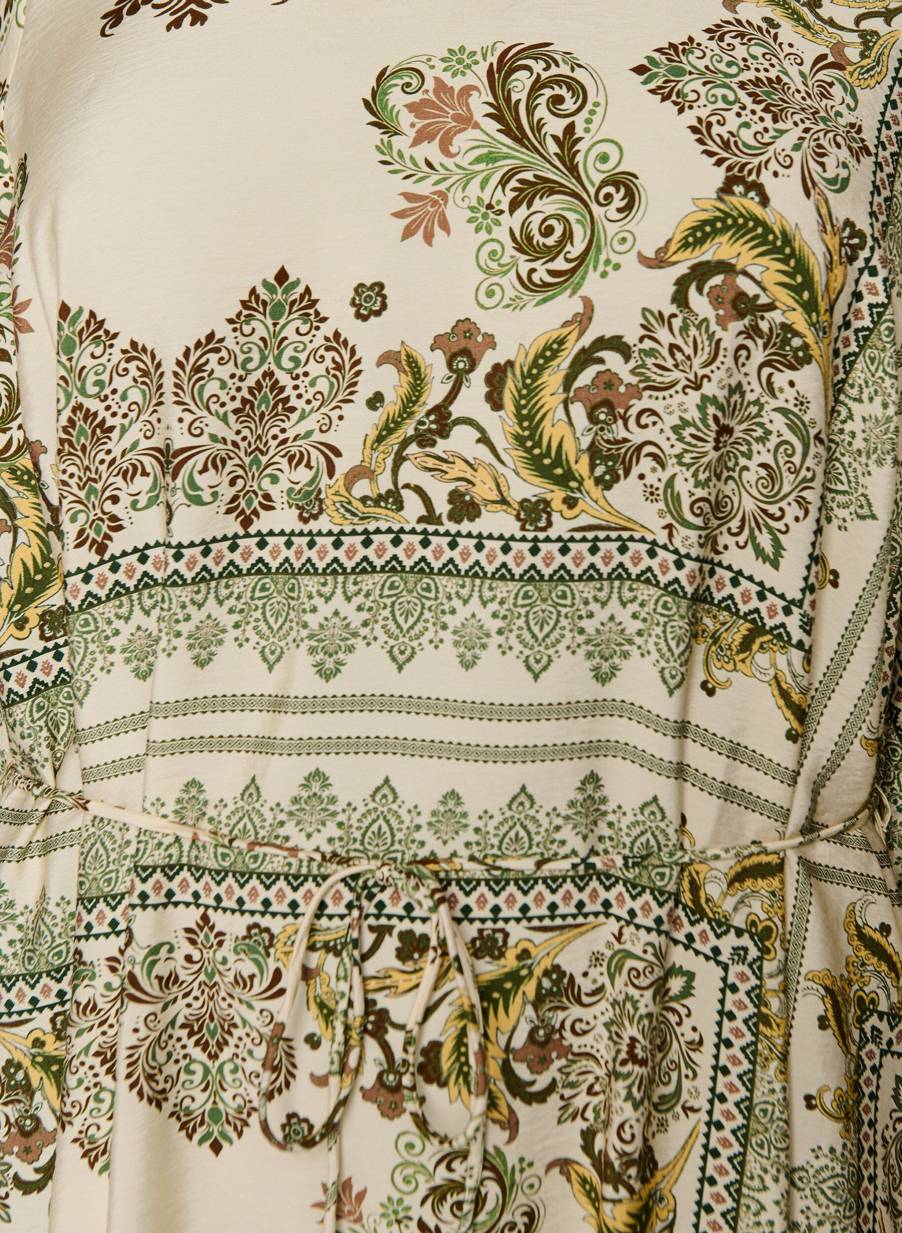 Zizzi Robe midi imprim&eacute;e en viscose avec ceinture &agrave; nouer, Vert, Packshot image number 2